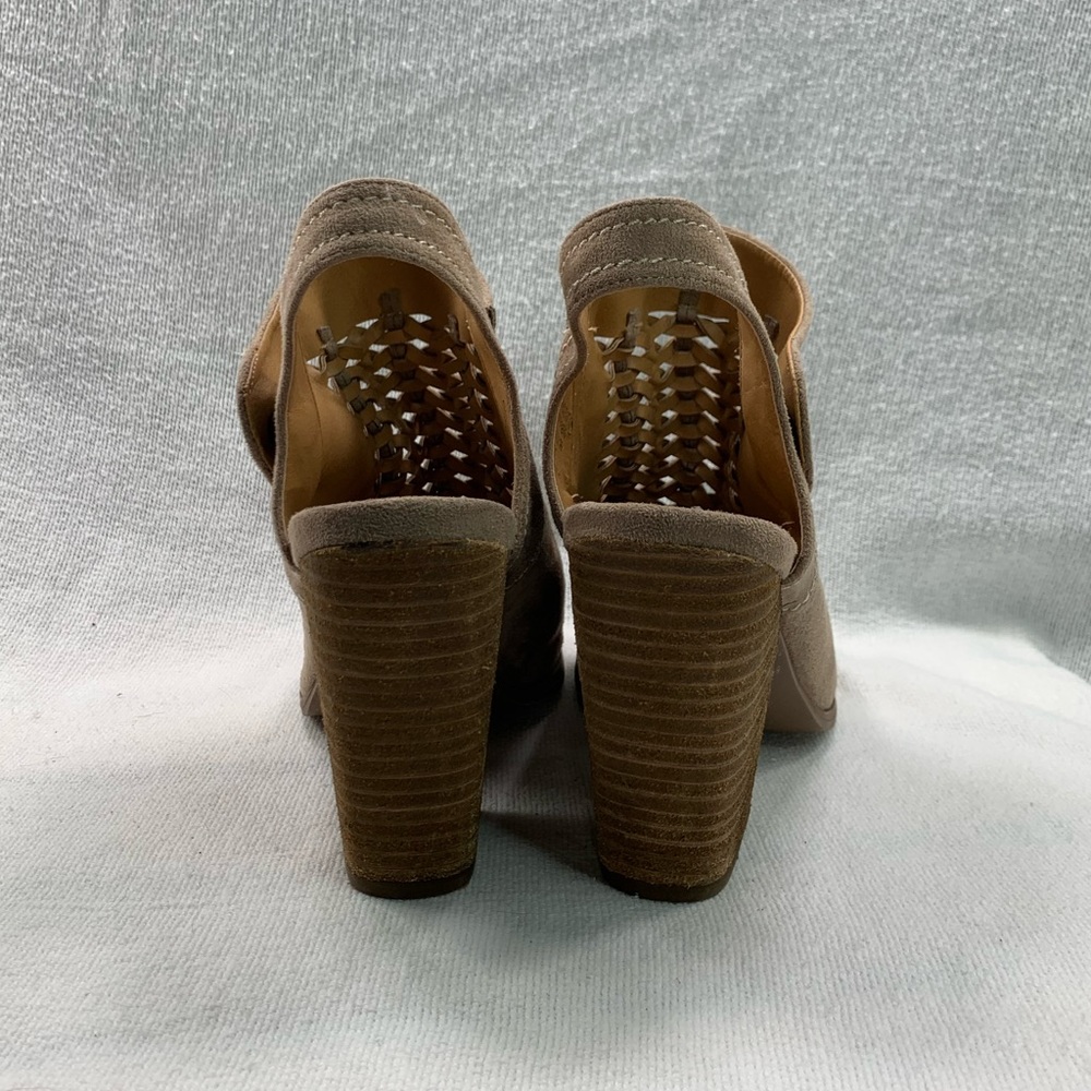 Alter’d State Mio Woven Open Toe Slip-On‎ Sling Back Chunky Heels Taupe Size 8.5 - Picture 5 of 15